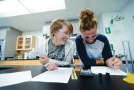 Students working on project in science lab